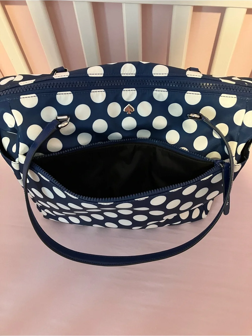kate spade Navy and White Polka Dot Tote